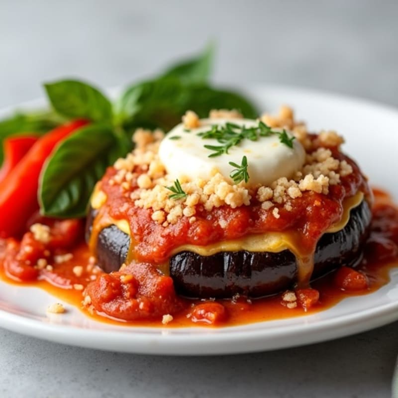 Healthy Baked Eggplant Parmesan with Veggies