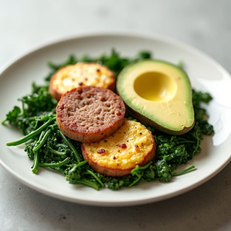 Egg White and Turkey Sausage Scramble with Sautéed Spinach