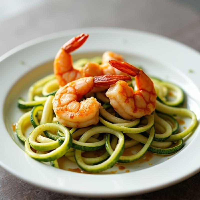 Pan-Seared Garlic Lemon Butter Shrimp with Zucchini Noodles