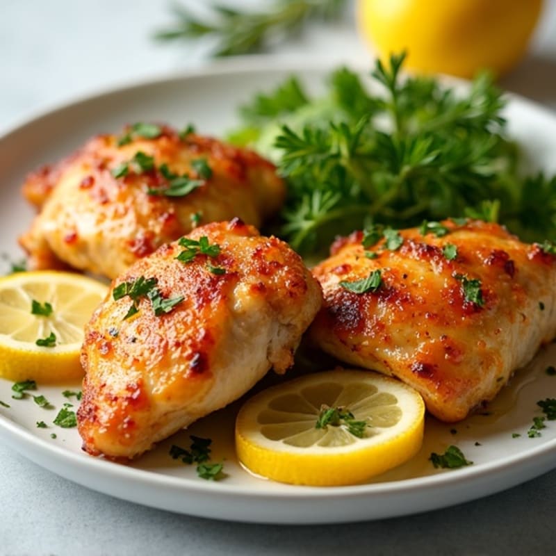 Crispy Lemon Herb Roasted Chicken Thighs