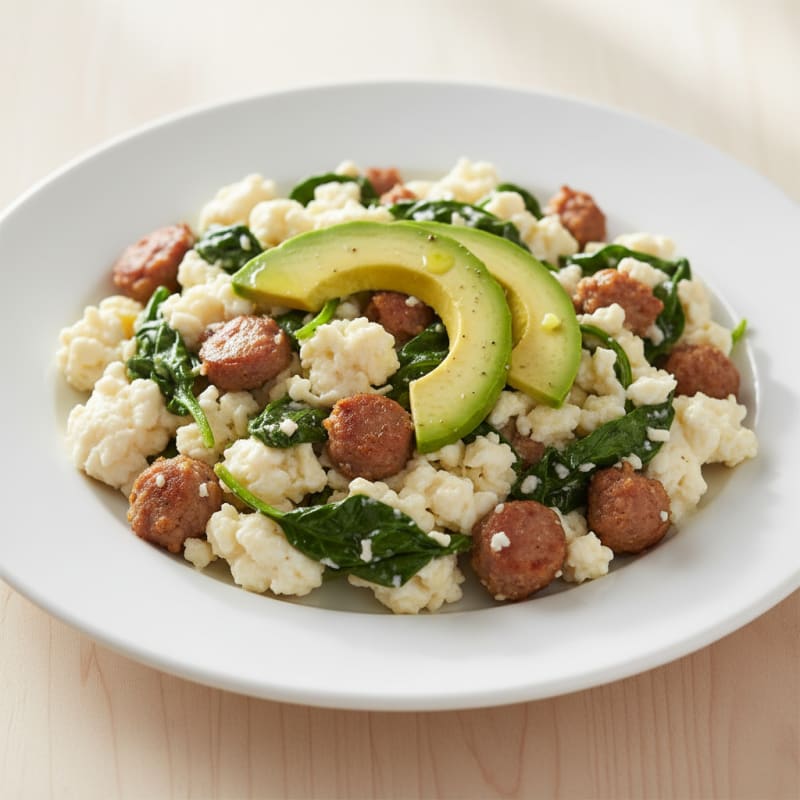 Egg White and Turkey Sausage Scramble with Spinach