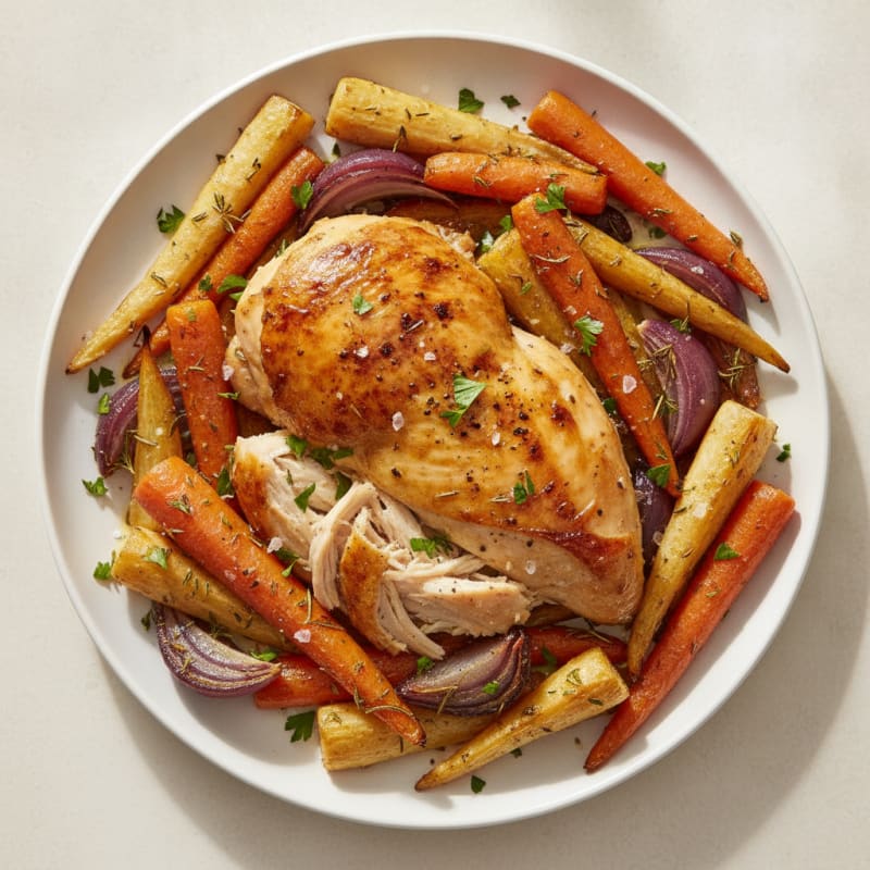 Herb-Roasted Rotisserie Chicken with Root Vegetables