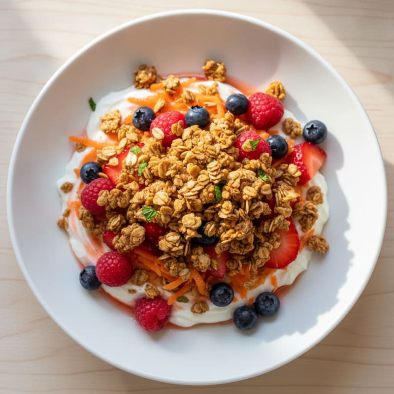 Greek Yogurt Parfait with Mixed Berries and Protein Granola