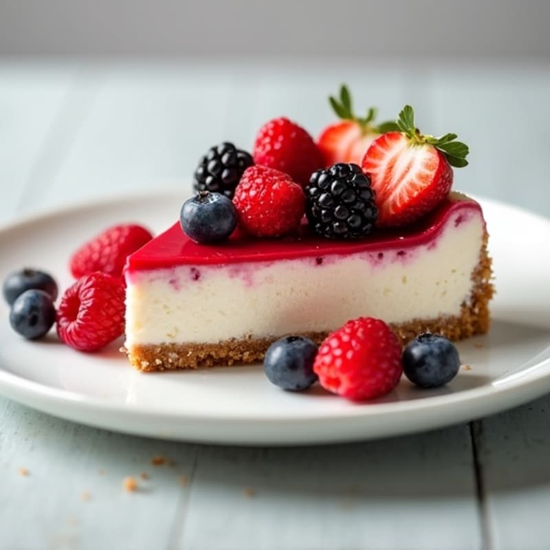 Greek Yogurt Protein Cheesecake with Fresh Berries