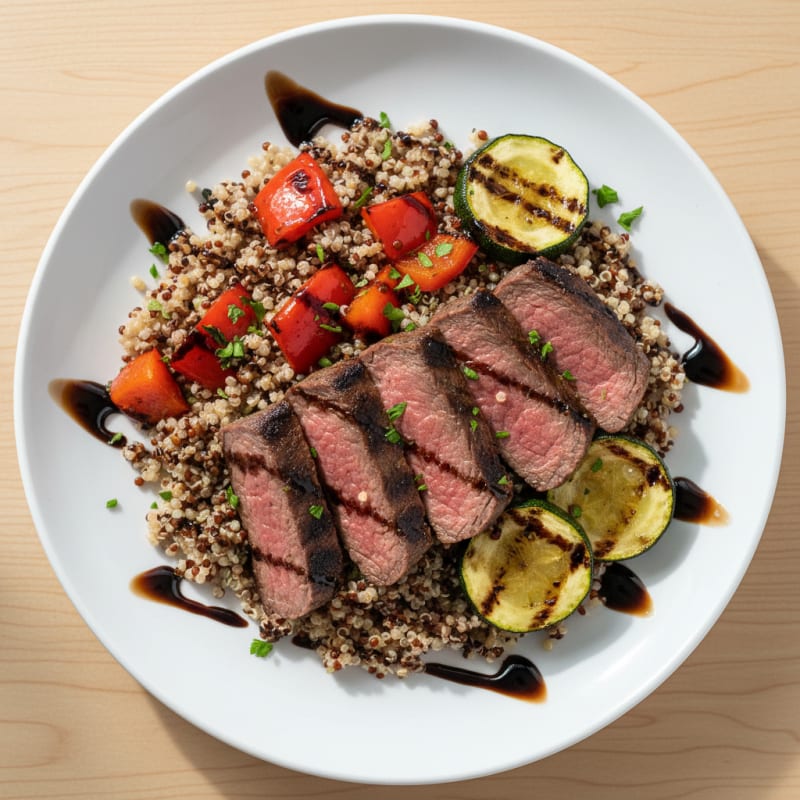 Grilled Beef and Quinoa Salad with Roasted Vegetables