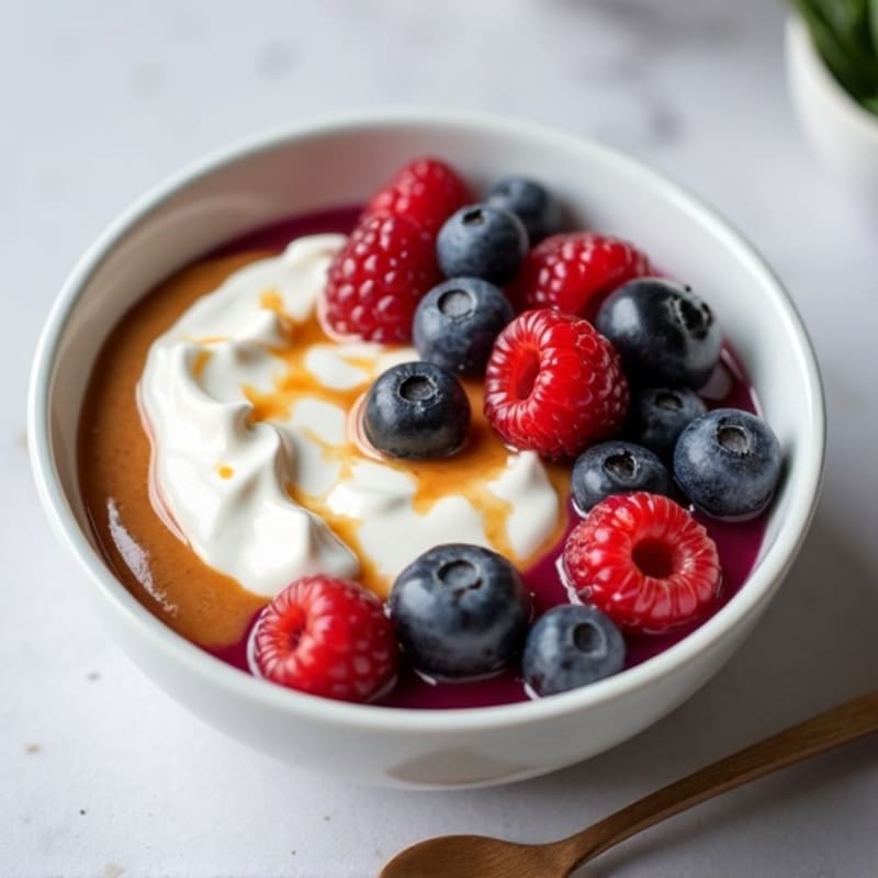 High-Protein Greek Yogurt Bowl with Mixed Berries and Almond Butter