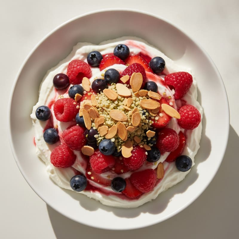 Greek Yogurt Protein Parfait with Mixed Berries