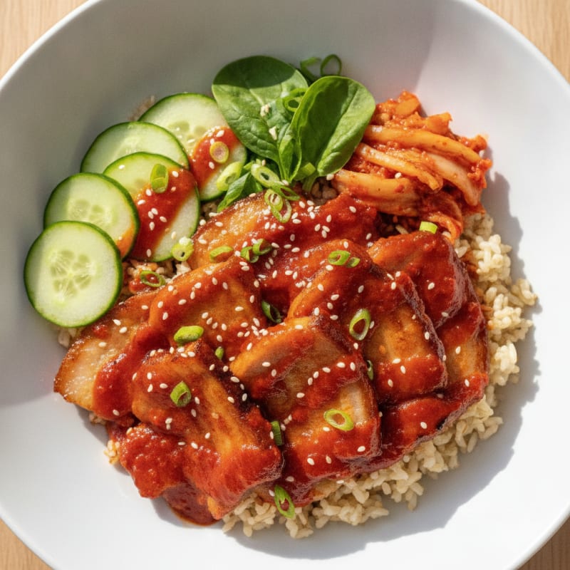 Spicy Gochujang Pork Belly Bowl