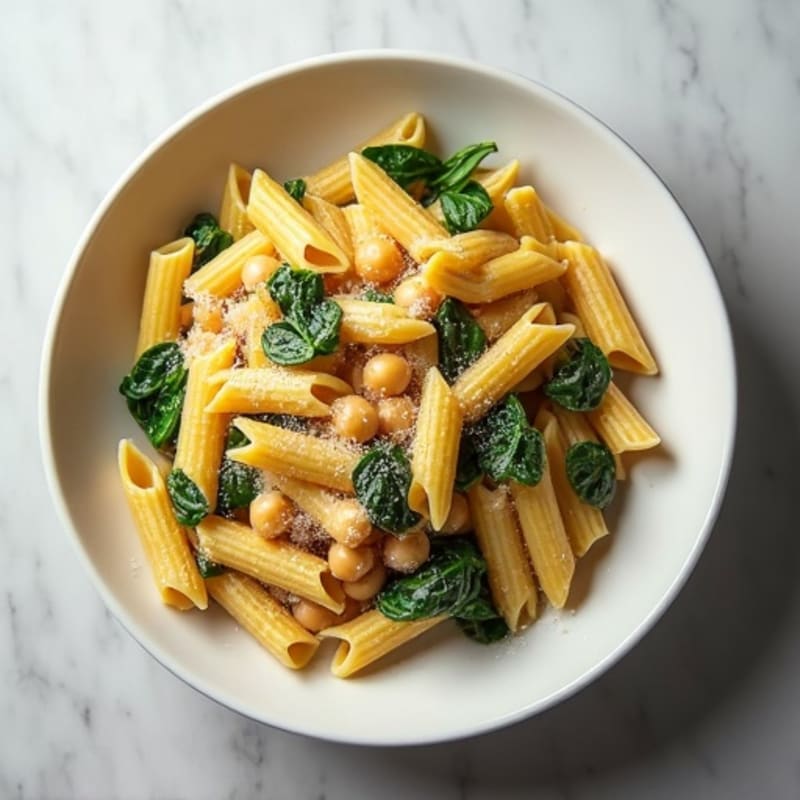 Creamy Chickpea Penne with Parmesan Sauce