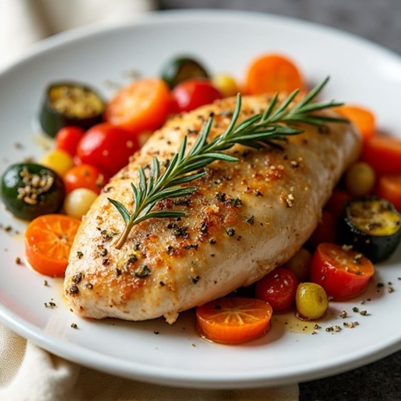 Herb-Crusted Pan Seared Chicken with Roasted Vegetables