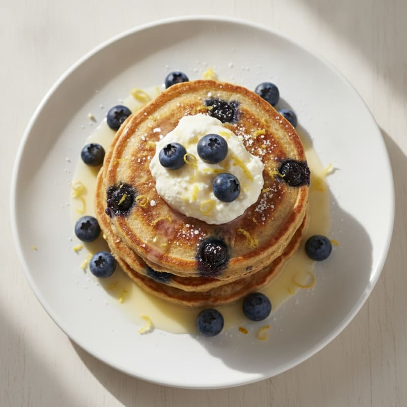 Blueberry Ricotta Pancakes with Lemon Zest