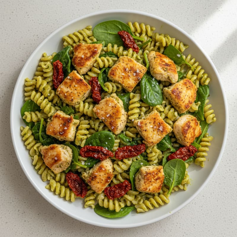Pesto Chicken Pasta with Sun-Dried Tomatoes
