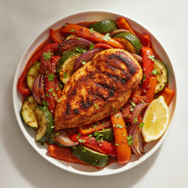 Spicy Harissa Chicken with Roasted Vegetables