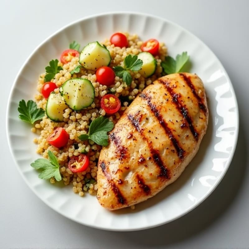 Grilled Chicken Breast with Crunchy Quinoa Salad