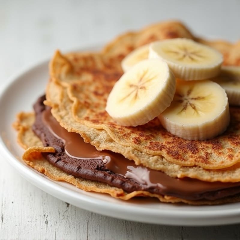 Fluffy Whole Wheat Crepes with Creamy Chocolate Hazelnut Banana Filling