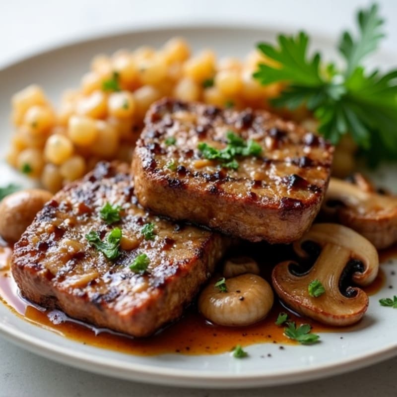 Garlic-Butter Tri-Tip Bites with Caramelized Mushrooms and Onions