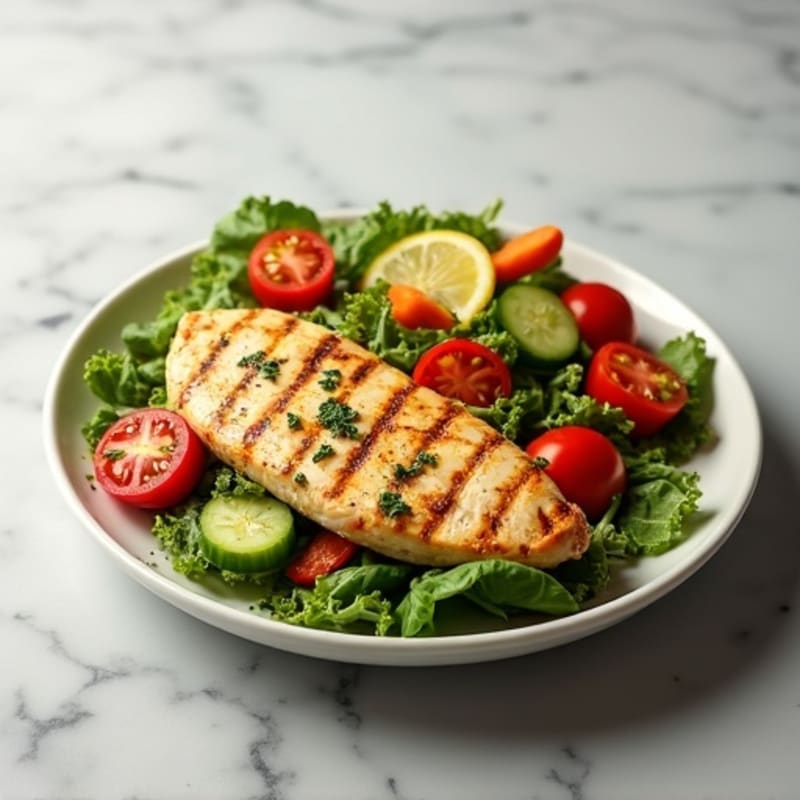 Grilled Chicken Breast with Crunchy Vegetable Salad