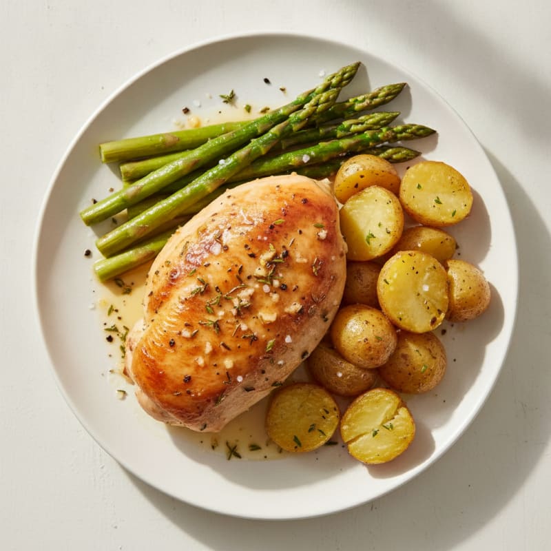 Garlic Herb Roasted Chicken with Asparagus