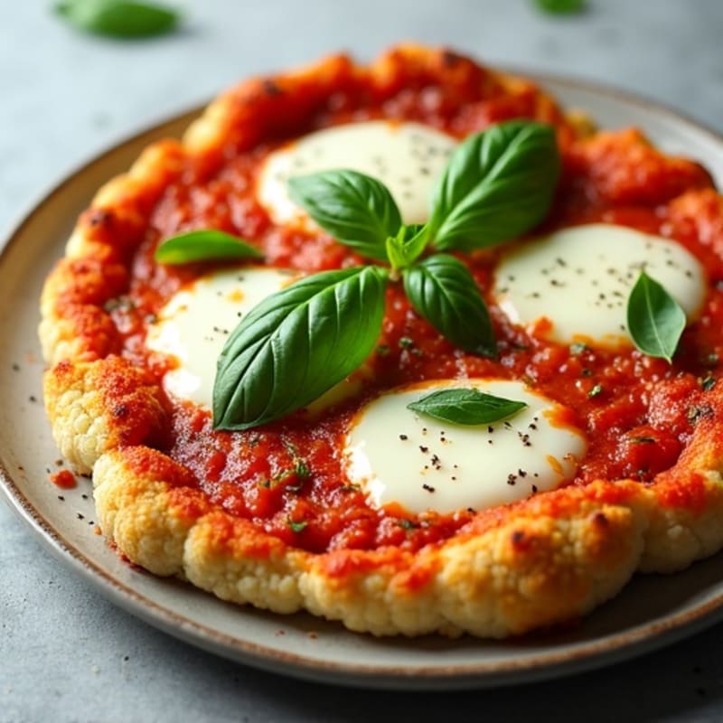 Cauliflower Crust Margherita Pizza with Fresh Basil