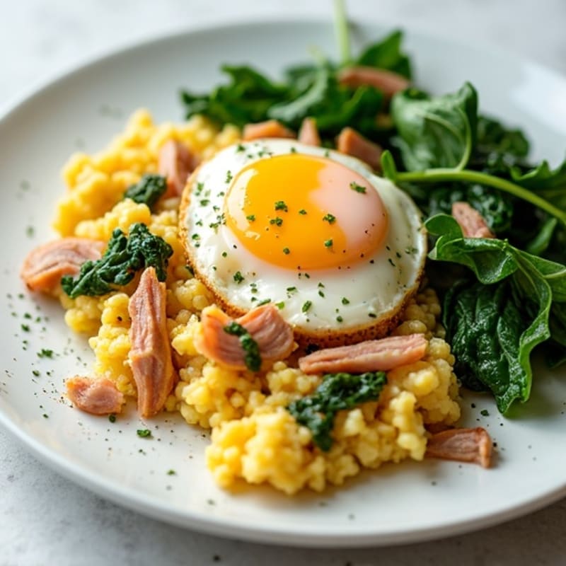 Egg White Scramble with Cottage Cheese and Smoked Turkey