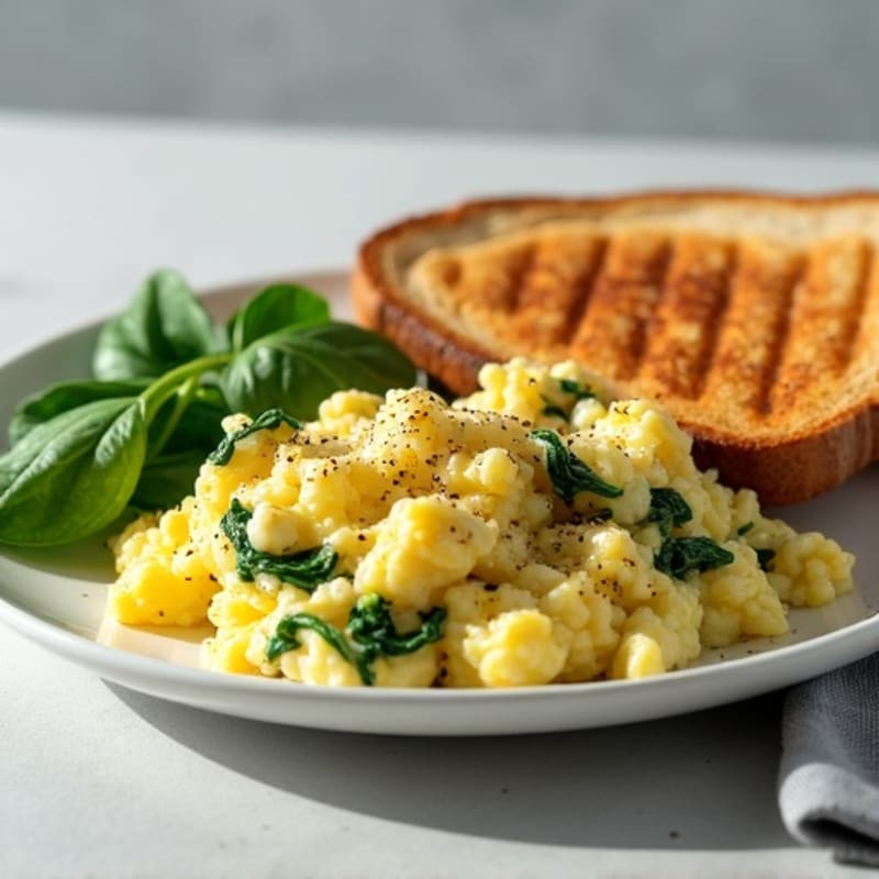 Egg White Spinach Scramble with Grilled Turkey Breast