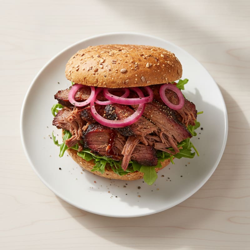 Smoky Brisket Sandwich with Pickled Onions