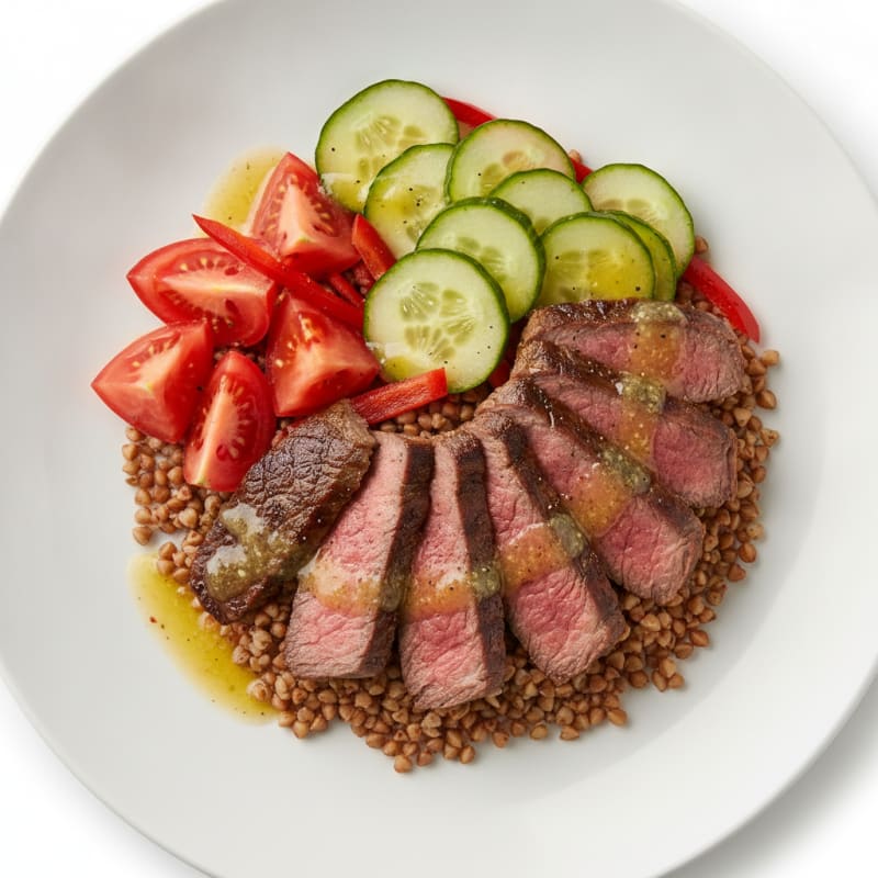 Grilled Beef and Tomato Salad with Cucumber