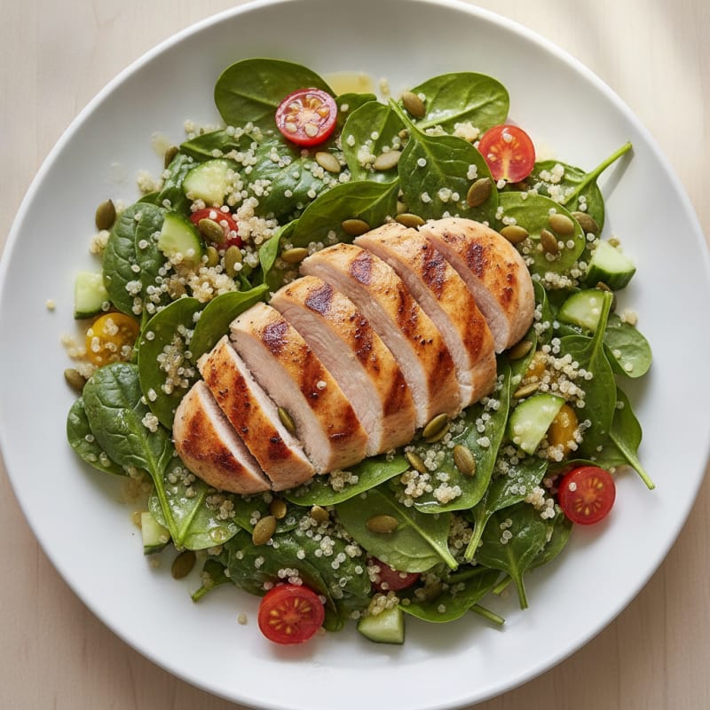 Grilled Turkey Breast with Quinoa Spinach Salad