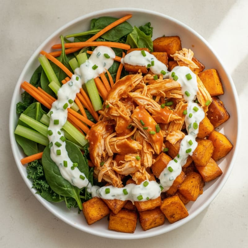 Buffalo Chicken Sweet Potato Bowl