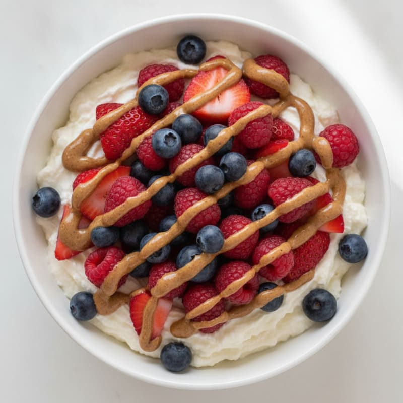 Greek Yogurt Protein Bowl with Mixed Berries and Almond Butter