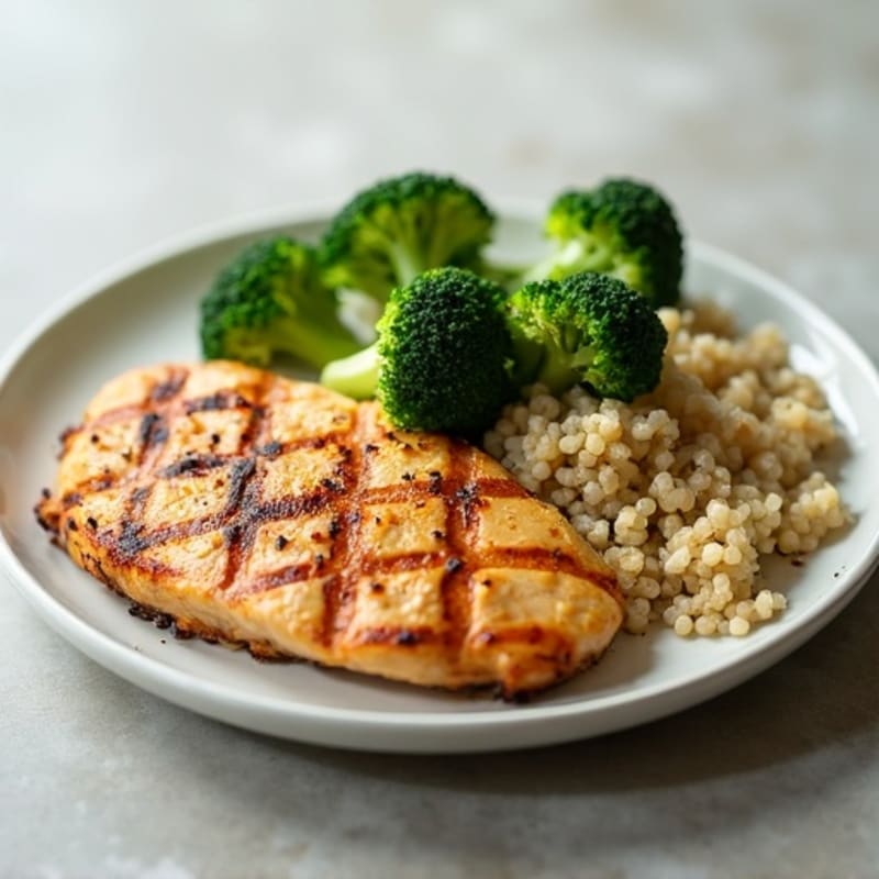 Grilled Chicken Breast with Quinoa and Steamed Broccoli