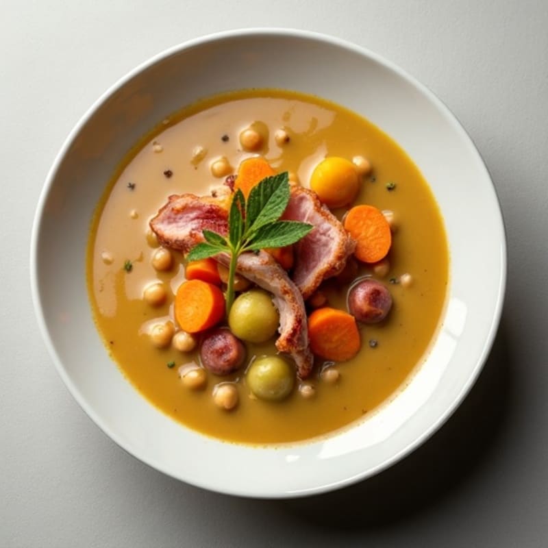 Creamy Split Pea Soup with Smoky Ham