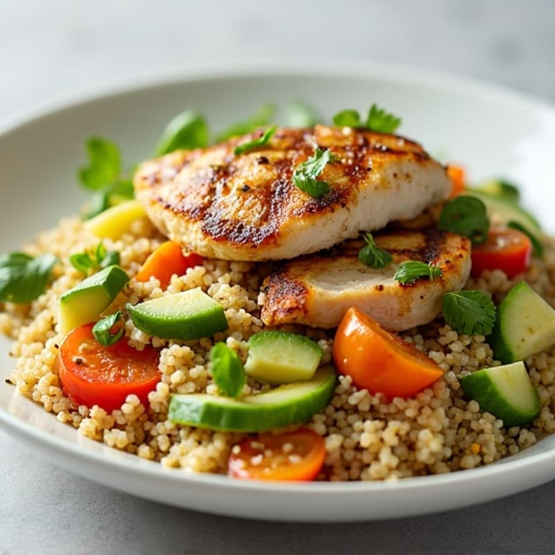 Grilled Chicken and Quinoa Salad with Crunchy Vegetables