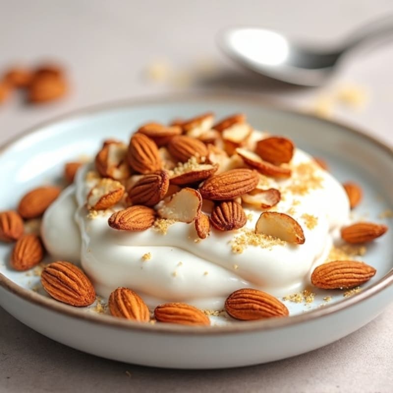 Vanilla Bean Protein Yogurt with Crispy Toasted Almonds