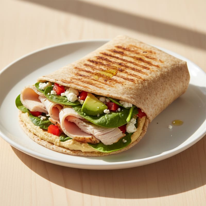 Grilled Turkey Spinach Wrap with Hummus