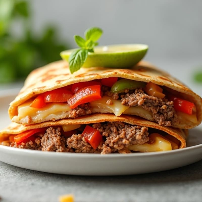 Spicy Lime Steak Quesadilla with Bell Peppers