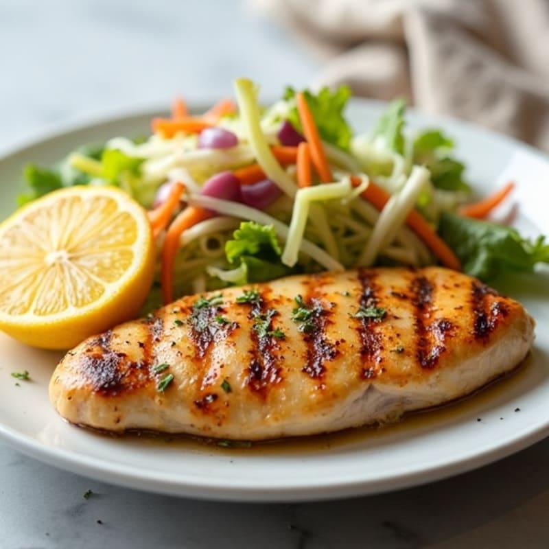 Grilled Lemon Chicken Breast with Crunchy Cabbage Slaw