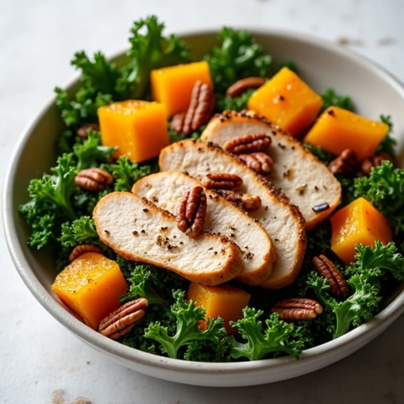Roasted Butternut Squash and Kale Salad with Crispy Pecans