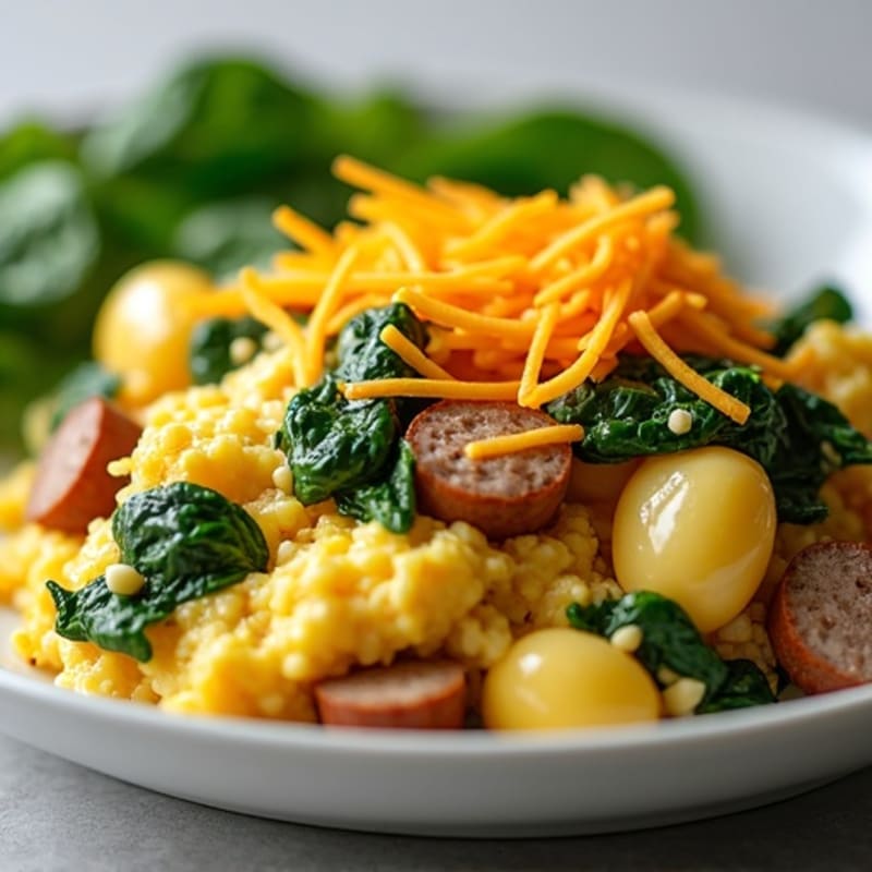 Egg White and Turkey Sausage Scramble with Spinach
