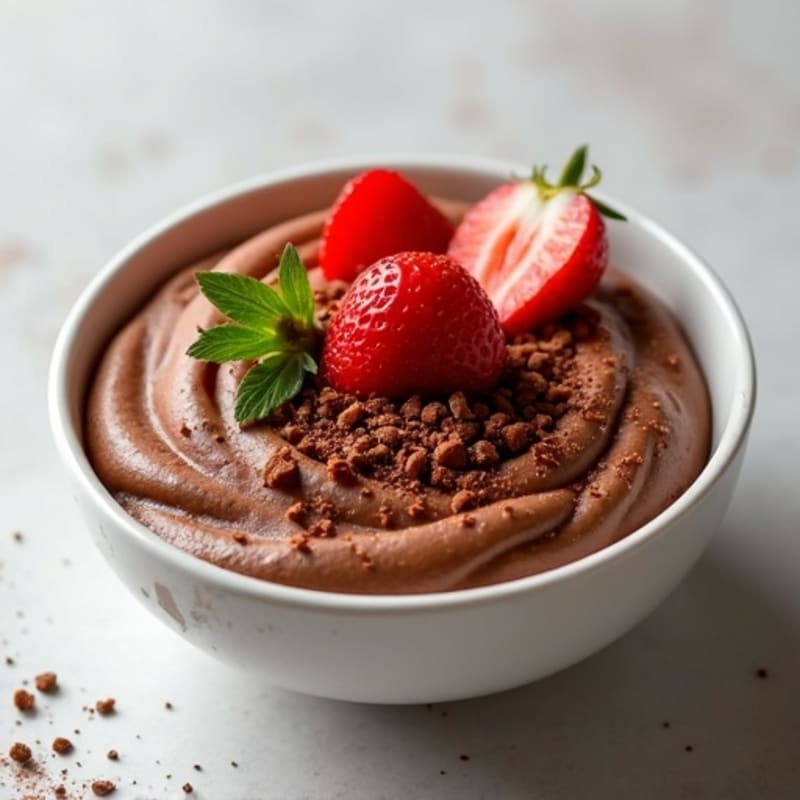 Silky Protein Chocolate Mousse with Fresh Strawberries