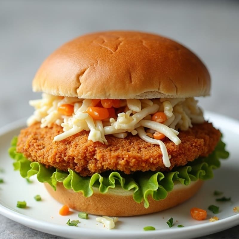Crispy Air-Fried Chicken Sandwich with Fresh Slaw