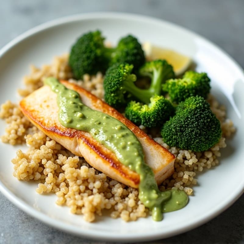 Seared Tilapia with Steamed Broccoli and Quinoa
