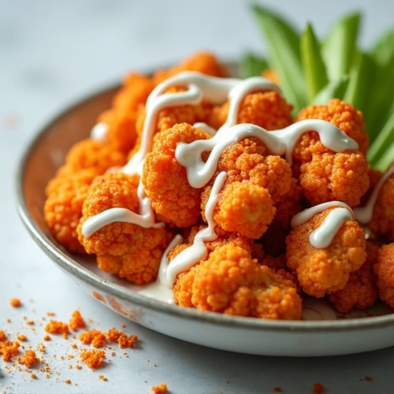 Crispy Buffalo Cauliflower with Ranch Drizzle