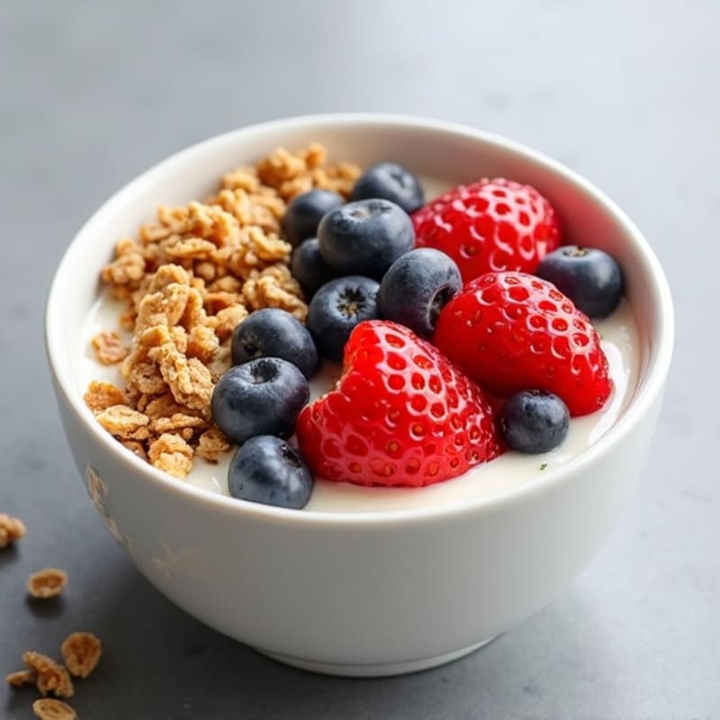 Creamy Greek Yogurt Bowl with Fresh Berries and Crunchy Granola