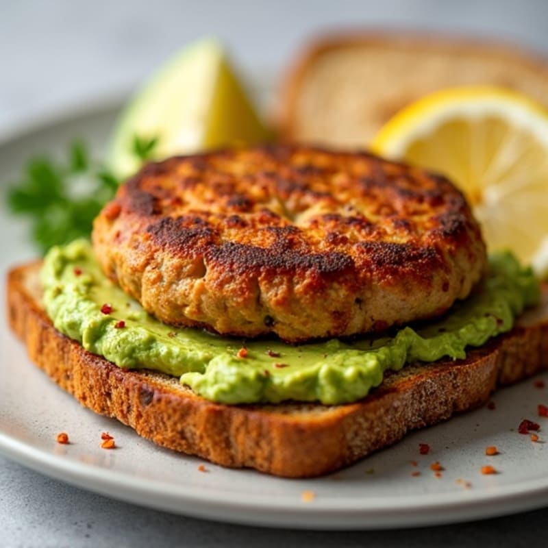 Crispy Sausage Patty with Smashed Avocado Toast