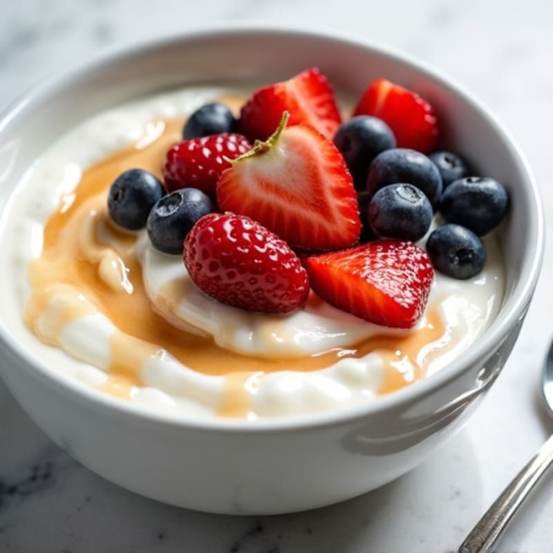 Creamy Greek Yogurt Bowl with Peanut Butter and Fresh Berries