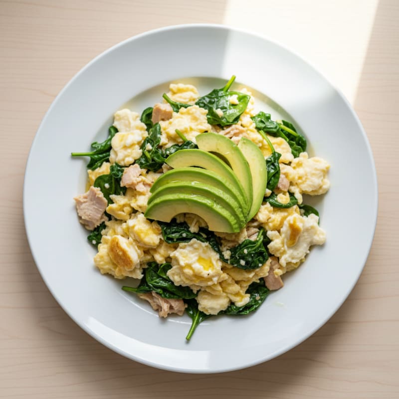 Egg White and Spinach Scramble with Turkey Breast