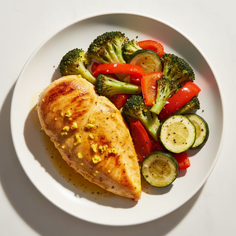Golden Pan-Seared Chicken with Roasted Vegetables