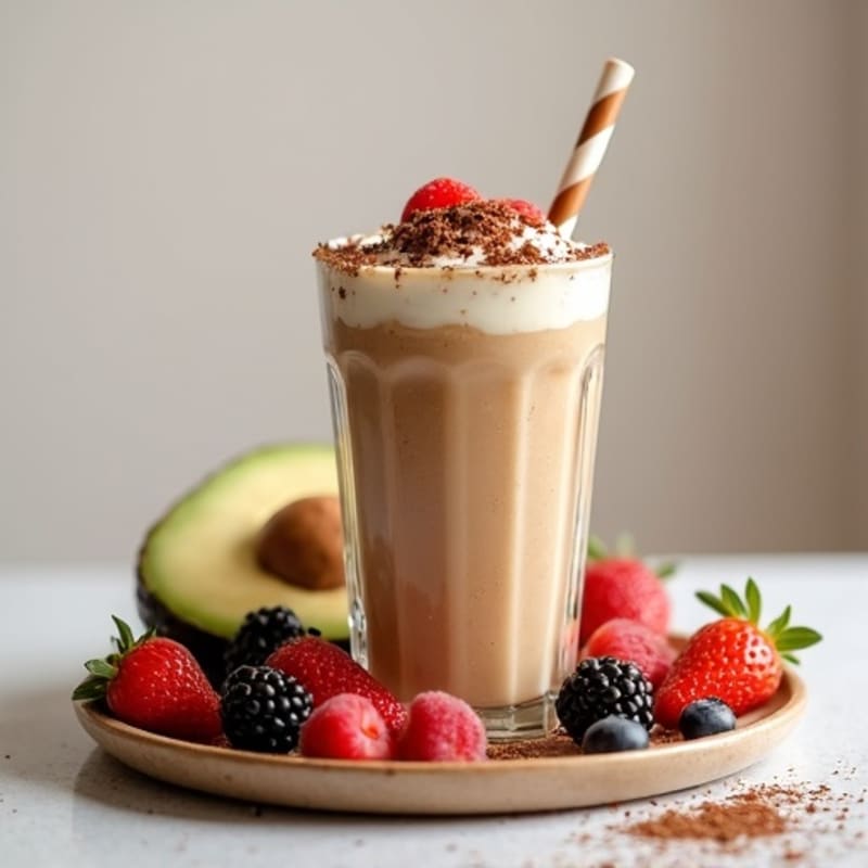 Protein Coffee Smoothie with Avocado and Mixed Berries