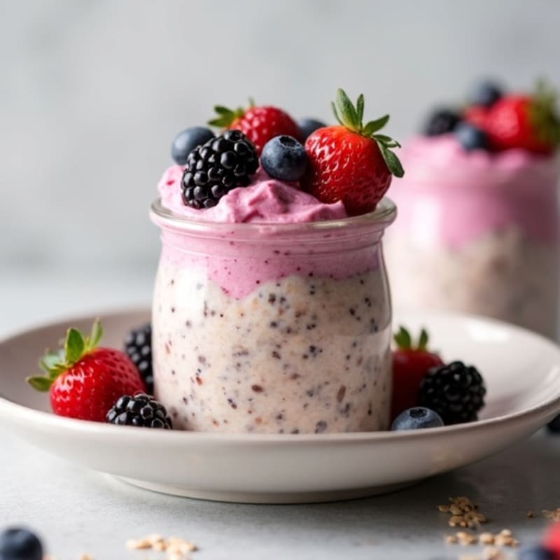 Creamy Berry Chia Overnight Oats